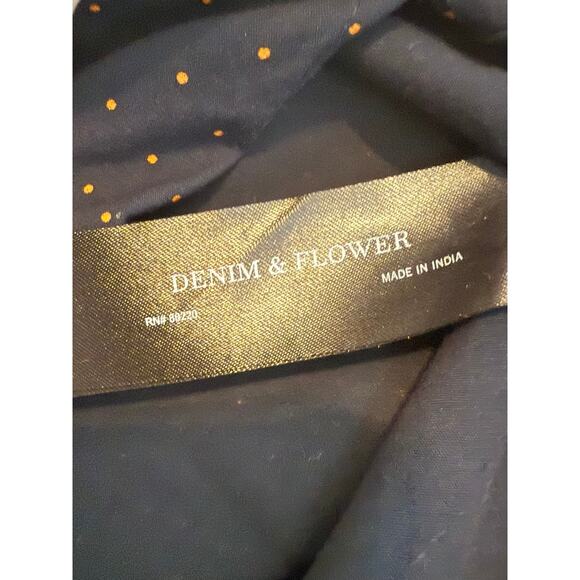 Denim & Flower Mens Navy Print Long Sleeve Dress Shirt Size Small - Picture 7 of 8